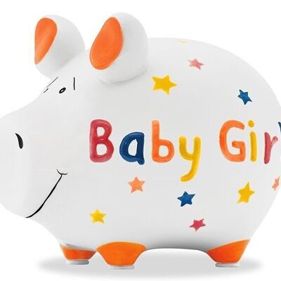 Tirelire KCG petit cochon, Baby Girl, en céramique, article 101765 (L / H / P) 12,5x9x9 cm