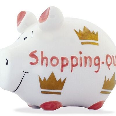 Tirelire KCG petit cochon, Shopping Queen, en céramique, article 100855 (L / H / P) 12,5x9x9 cm