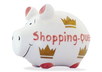 Tirelire KCG petit cochon, Shopping Queen, en céramique (L/H/P) 12,5x9x9 cm