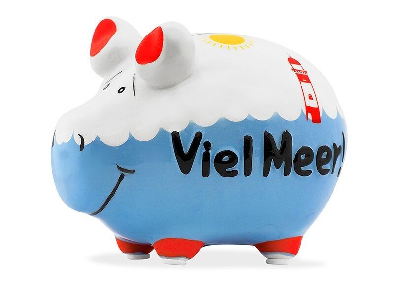 Salvadanaio KCG Little Pig Lots of Sea in ceramica blu (L/A/P) 12x9x9 cm