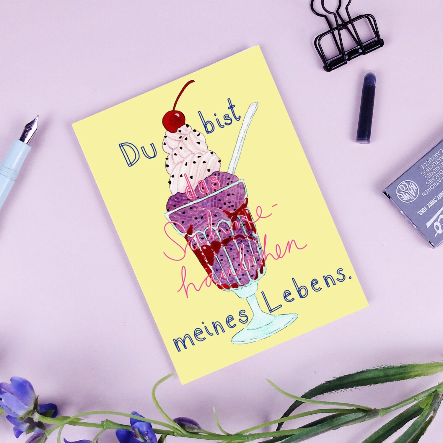 Yellow sundae postcard