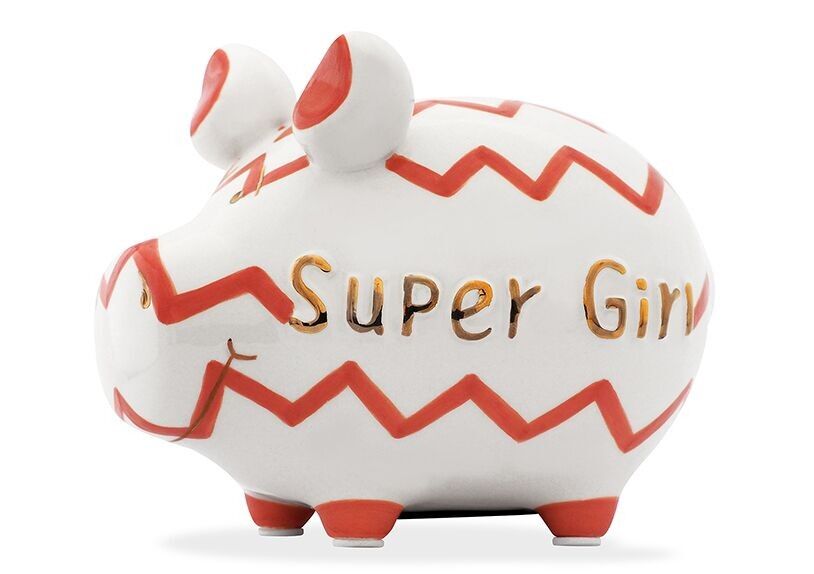 KCG Sparschwein «Super Girl» aus Keramik 12,5x9x9cm (B/H/T) Kleinschwein