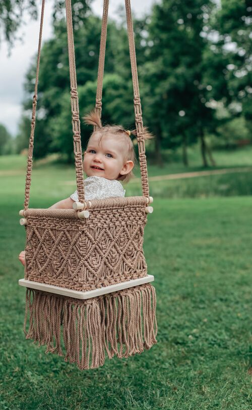 Macrame baby swing in sand color