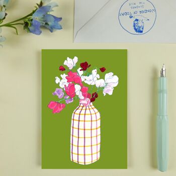 Bouquet d'été de carte postale d'olive de pois de senteur 3