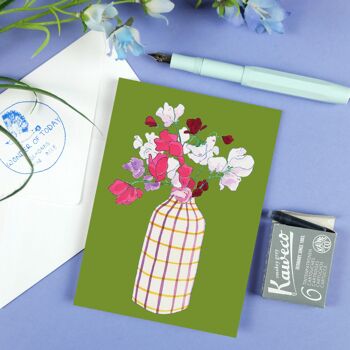 Bouquet d'été de carte postale d'olive de pois de senteur 5