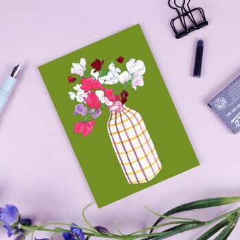 Bouquet d'été de carte postale d'olive de pois de senteur 8