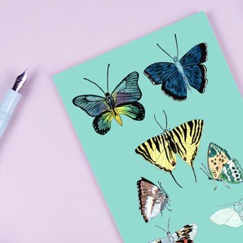 Carte postale papillons bleu ciel 4