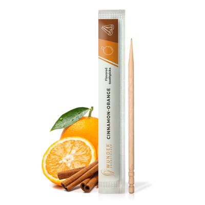 Miracle toothpicks with flavor - 100x toothpicks individually wrapped - in 7 refreshing varieties - gentle oral hygiene - fresh breath - individually wrapped toothpicks with flavor (cinnamon/orange)