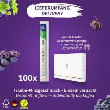 Cure-dents miracles avec saveur - 100x cure-dents emballés individuellement - en 7 variétés rafraîchissantes - hygiène buccale douce - haleine fraîche - cure-dents emballés individuellement avec saveur (raisin/menthe) 4