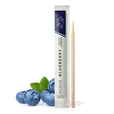 Miracle toothpicks with taste - 100x toothpicks individually packed - in 7 refreshing varieties - gentle oral hygiene - fresh breath - individually packed toothpicks with taste (blueberry)