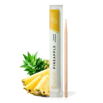 Cure-dents miracles avec goût - 100x cure-dents emballés individuellement - en 7 variétés rafraîchissantes - hygiène buccale douce - haleine fraîche - cure-dents emballés individuellement avec goût (ananas) 1