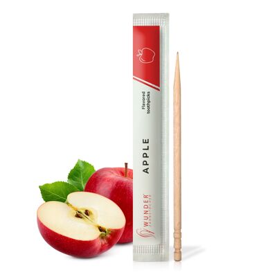 Miracle toothpicks with flavor - 100x toothpicks individually wrapped - in 7 refreshing varieties - gentle oral hygiene - fresh breath - individually wrapped toothpicks with flavor (apple)
