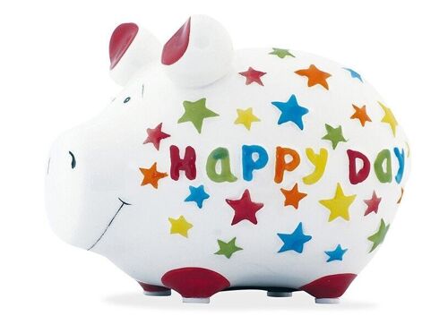 Spardose KCG Kleinschwein, Happy Day, aus Keramik, Art. 101568 (B/H/T) 12,5x9x9 cm