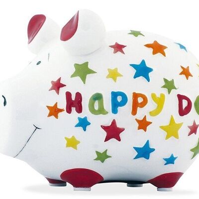 Tirelire KCG petit cochon, Happy Day, en céramique, article 101568 (L / H / P) 12,5x9x9 cm