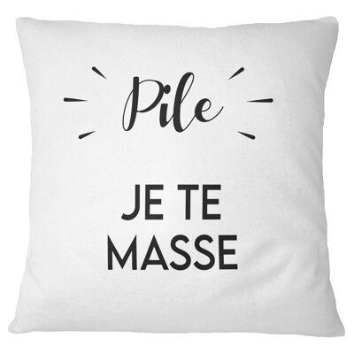 Coussin "Pile : je te masse / Face : tu me masses"