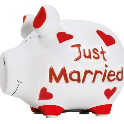 Money box KCG small pig, Just Married, made of ceramic, item 101445 (W / H / D) 12.5x9x9cm
