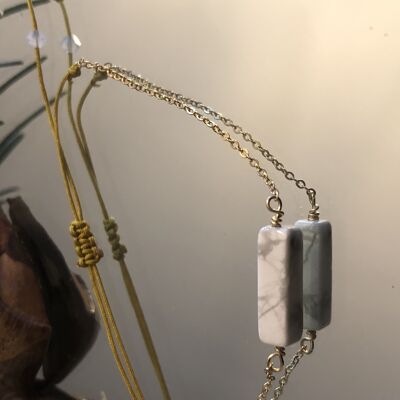 Howlite Rectangular Stone Link Bracelet