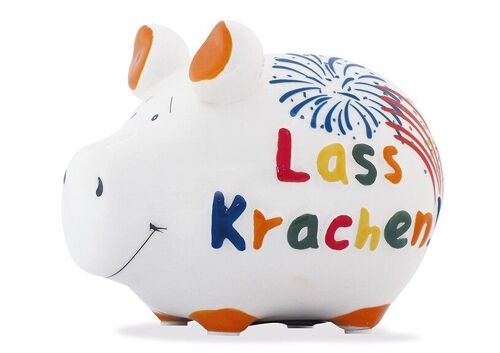 Spardose KCG Kleinschwein, Lass Krachen!, aus Keramik, Art. 101577 (B/H/T) 12,5x9x9 cm