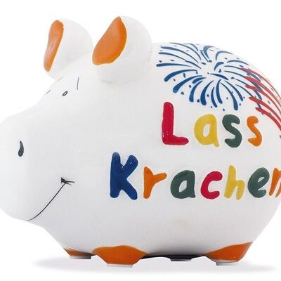 Spardose KCG Kleinschwein, Lass Krachen!, aus Keramik, Art. 101577 (B/H/T) 12,5x9x9 cm