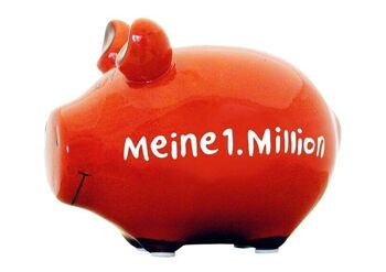 Tirelire KCG petit cochon, mon 1er Million, en céramique, 100957 (L/H/P) 12,5x9x9 cm