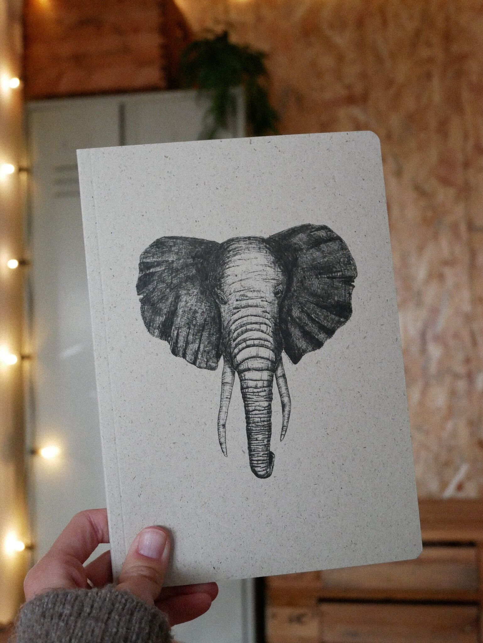 A5 Notizbuch aus Graspapier mit Softcover Elefant