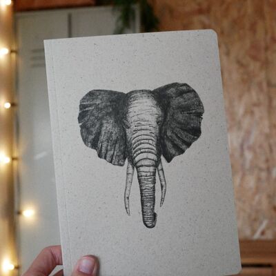 Grass paper notebook elephant A5