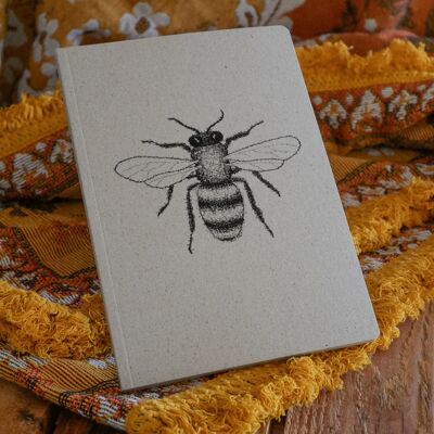 Cuaderno A5 de papel hierba con tapa blanda abeja