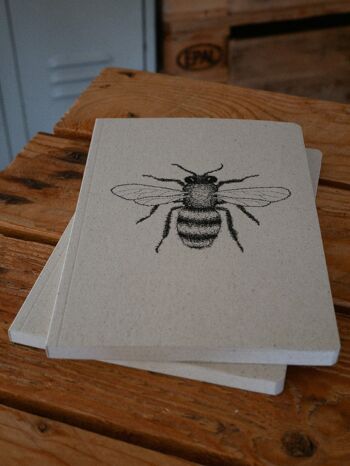 Journal papier herbe dessin insecte abeille A5 2
