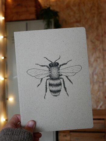 Journal papier herbe dessin insecte abeille A5 5