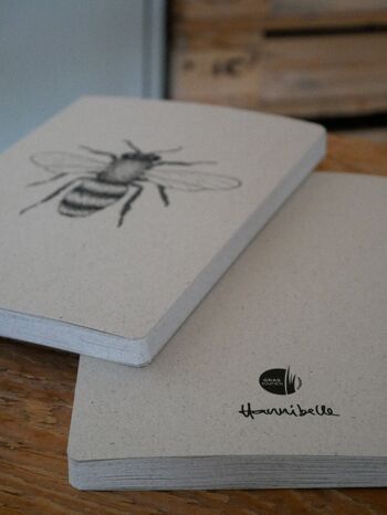 Journal papier herbe dessin insecte abeille A5 7