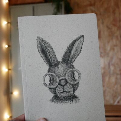 Libreta de papel hierba dibujo conejo Henri A5