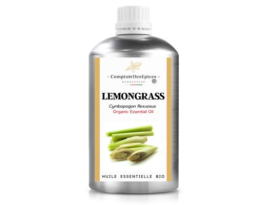 500 mL  - LEMONGRASS   100 %Huile essentielle de Lemongrass Bio de Madagascar  - Entreprise FRANÇAISE