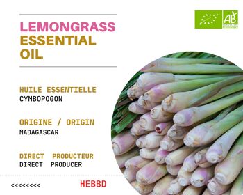 500 mL  - LEMONGRASS   100 %Huile essentielle de Lemongrass Bio de Madagascar  - Entreprise FRANÇAISE 3