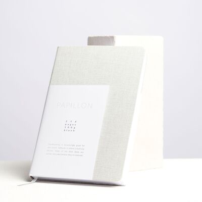 Papillon - Cuaderno A5 de lino con tapa dura y páginas punteadas