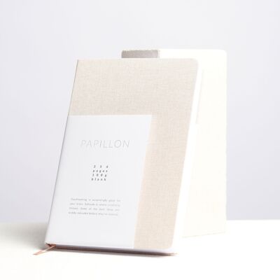 Dzukou Papillon - Cuaderno de tapa dura A5 de lino con páginas en blanco