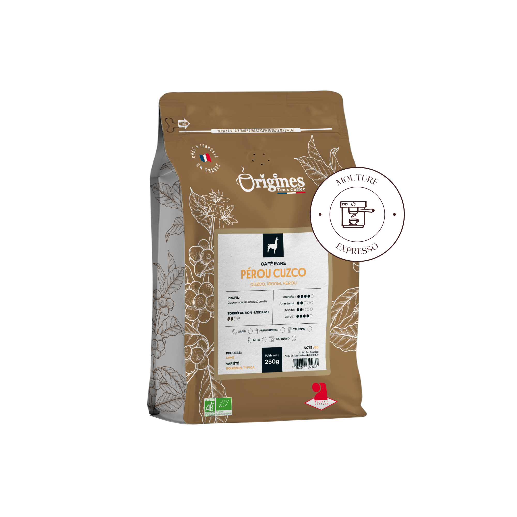Organic rare coffee - Peru Cuzco - Espresso 250g
