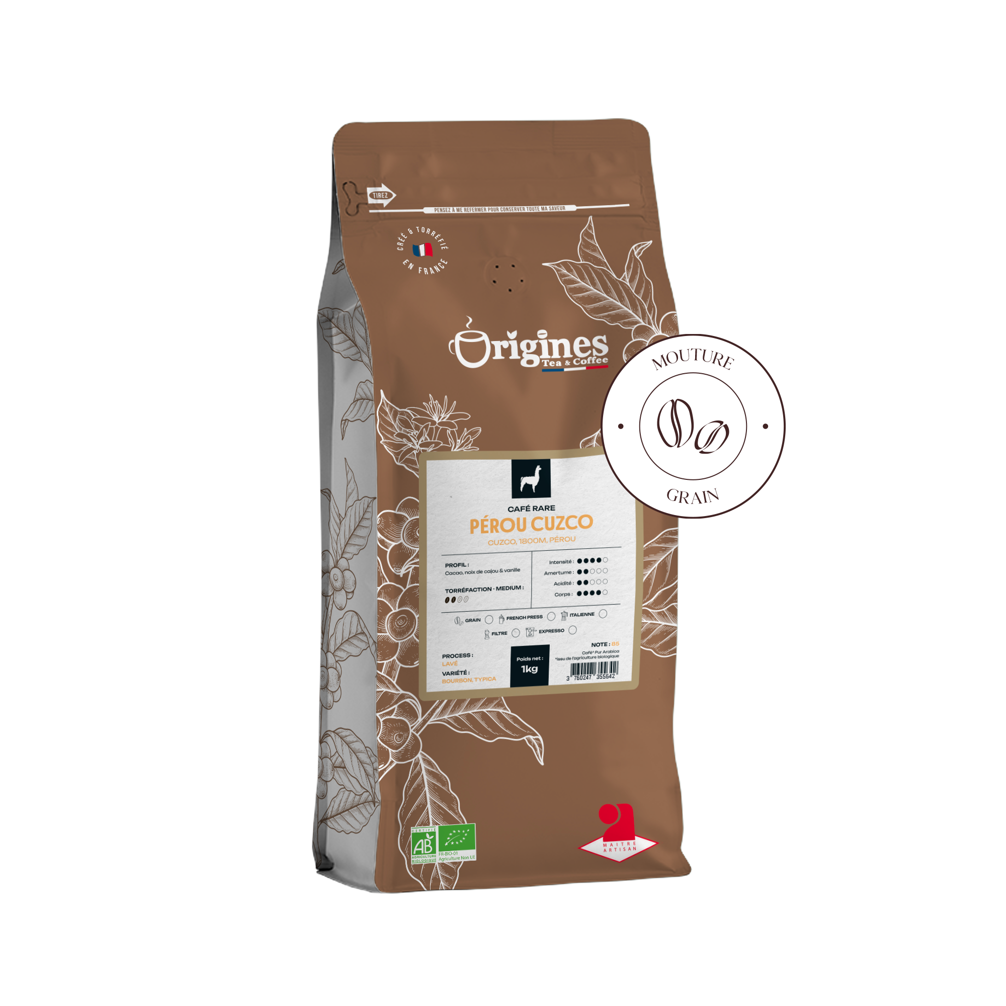 Organic rare coffee - Peru Cuzco - Beans 1kg
