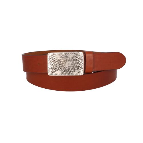 Buy wholesale Men's full grain leather belt naturally shrunk cognac