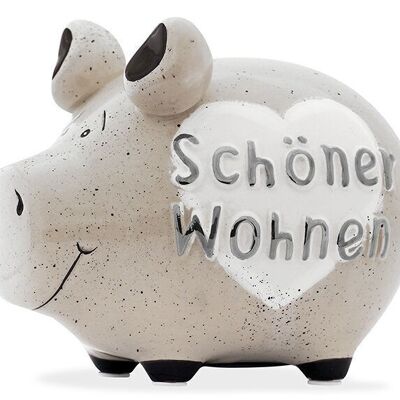 Spardose KCG Kleinschwein, Schöner Wohnen Silber Edition, aus Keramik (B/H/T) 12,5x9x9cm