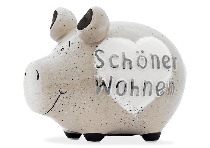 Spardose KCG Kleinschwein, Schöner Wohnen Silber Edition, aus Keramik (B/H/T) 12,5x9x9cm