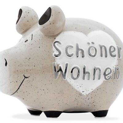 Hucha KCG Kleinschwein, Schöner Wohnen Silver Edition, de cerámica (an/al/pr) 12,5x9x9cm