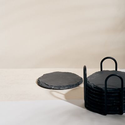 Dzukou Stonehenge - Black Slate Coasters (Set of 8)