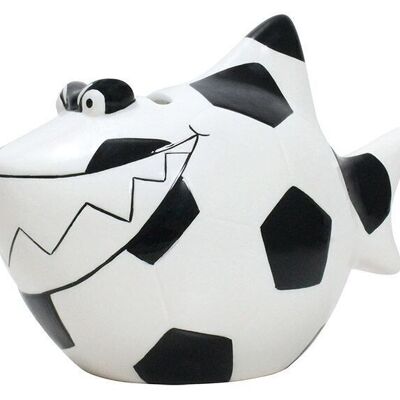 Money box KCG Shark, football shark, made of ceramic (W/H/D) 13x11x7.5 cm