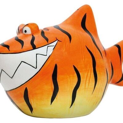 Money box KCG shark, tiger shark, made of ceramic (W/H/D) 13x11x7.5 cm