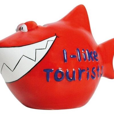 Tirelire KCG Shark, I-like-Tourists-Shark, en céramique (L/H/P) 13x11x7,5 cm