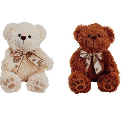 Plush bear sitting, assorted, 14 cm