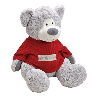 Plush bear with sweater gray / red (W / H / D) 53x60x57cm