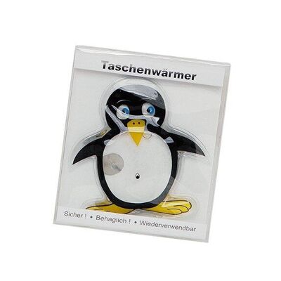 Calentador de bolsillo pingüino de plástico, 10 x 10 cm.