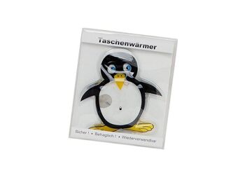 Pingouin chauffe-poche en plastique, L10 x H10 cm