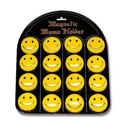 Magnetic smiley face made of plastic, (16 pieces on a board)
